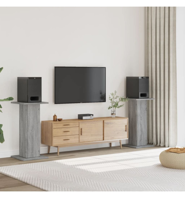 Supports de haut-parleurs 2 pcs gris sonoma bois d'ingénierie | Mobilier & Déco
