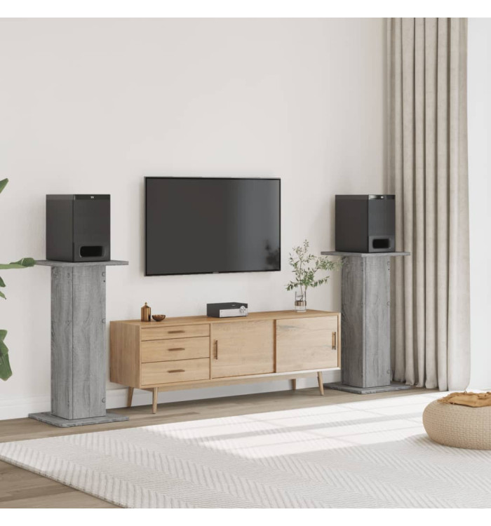 Supports de haut-parleurs 2 pcs gris sonoma bois d'ingénierie | Mobilier & Déco