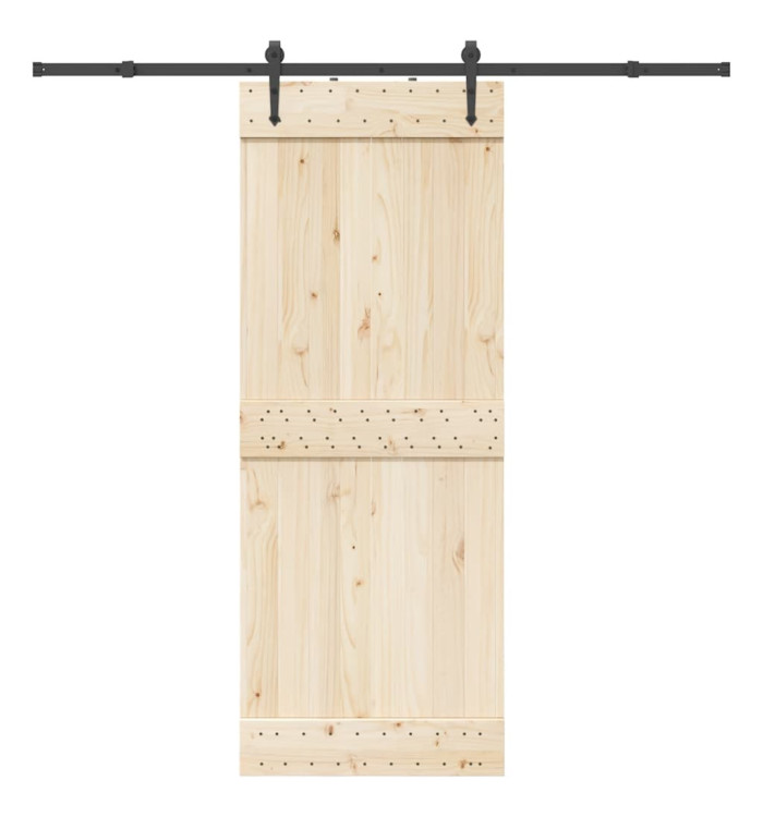 Kit de quincaillerie de porte coulissante 213,5 cm acier noir | Mobilier & Déco