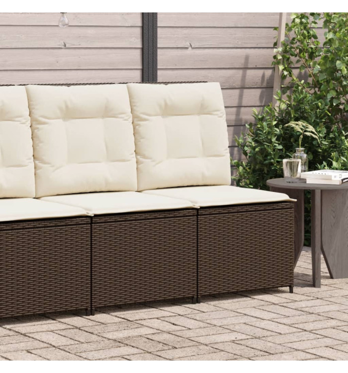Canapé inclinable de jardin avec coussins marron résine tressée | Mobilier & Déco
