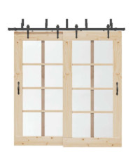 Kit de quincaillerie de porte coulissante 213,5 cm acier noir | Mobilier & Déco