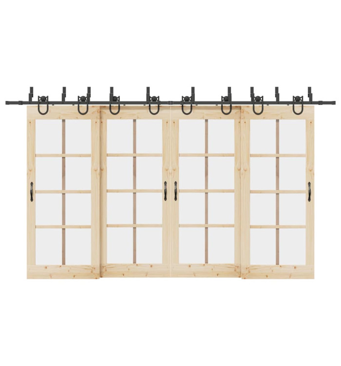 Kit de quincaillerie de porte coulissante 400 cm acier noir | Mobilier & Déco
