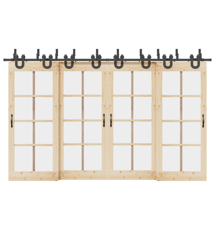 Kit de quincaillerie de porte coulissante 366 cm acier noir | Mobilier & Déco