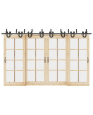 Kit de quincaillerie de porte coulissante 366 cm acier noir | Mobilier & Déco