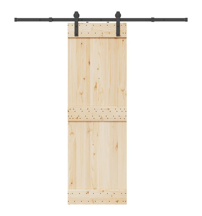Kit de quincaillerie de porte coulissante 200 cm Acier Noir | Mobilier & Déco