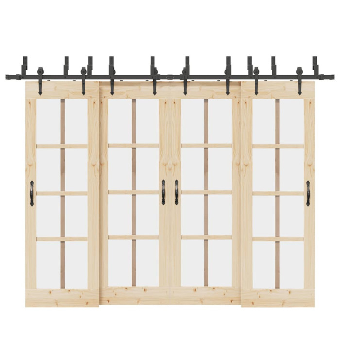 Kit de quincaillerie de porte coulissante 305 cm acier noir | Mobilier & Déco