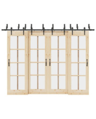 Kit de quincaillerie de porte coulissante 305 cm acier noir | Mobilier & Déco