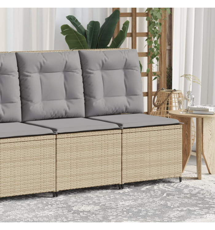 Canapé inclinable de jardin avec coussins beige résine tressée | Mobilier & Déco