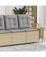 Canapé inclinable de jardin avec coussins beige résine tressée | Mobilier & Déco