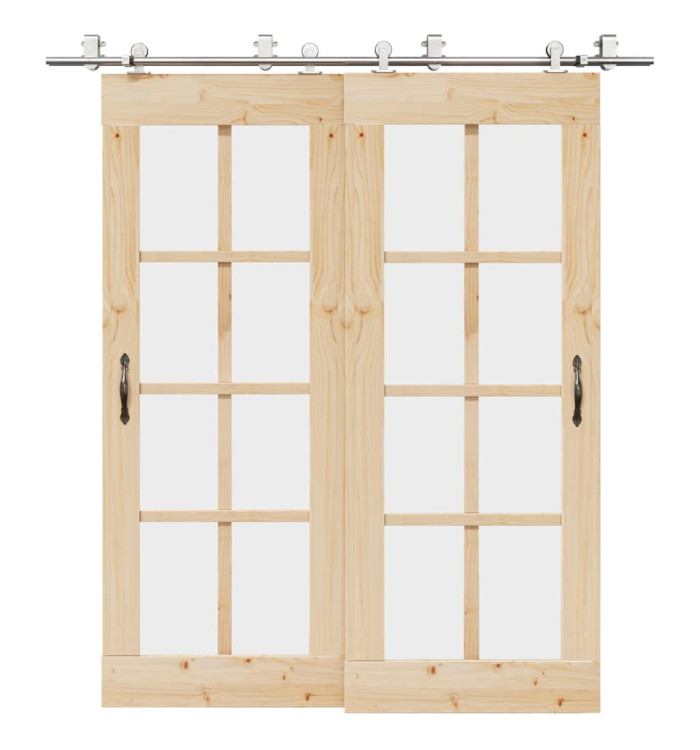Kit fixation porte coulissante 200 cm Acier inoxydable Argenté | Mobilier & Déco