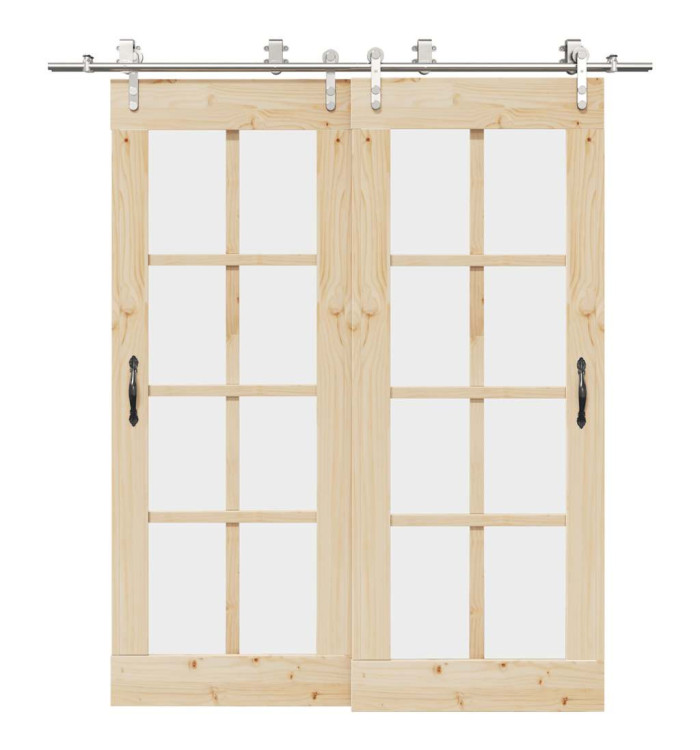 Kit fixation porte coulissante 200 cm Acier inoxydable Argenté | Mobilier & Déco