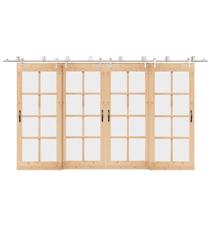 Kit fixation porte coulissante 400 cm Acier inoxydable Argenté | Mobilier & Déco