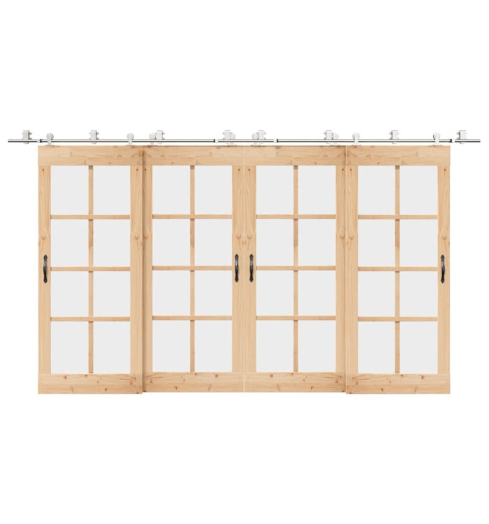 Kit fixation porte coulissante 400 cm Acier inoxydable Argenté | Mobilier & Déco