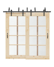 Kit de quincaillerie de porte coulissante 213,5 cm acier noir | Mobilier & Déco