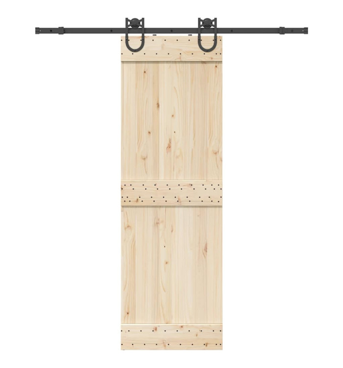 Kit de quincaillerie de porte coulissante 183 cm Acier Noir | Mobilier & Déco
