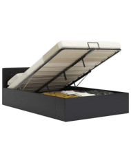 Cadre de lit à rangement hydraulique Noir Similicuir 120x200 cm | Mobilier & Déco