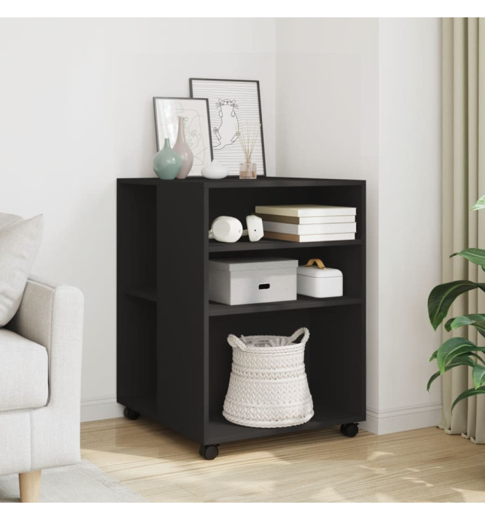 Table d'appoint avec roues noir 55x60x78 cm bois d'ingénierie | Mobilier & Déco