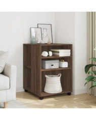 Table d'appoint avec roues chêne marron bois d'ingénierie | Mobilier & Déco