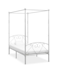 Cadre de lit à baldaquin sans matelas blanc métal 90x200 cm | Mobilier & Déco