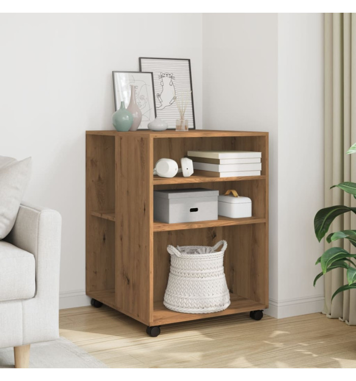 Table d'appoint avec roues chêne artisanal bois d'ingénierie | Mobilier & Déco