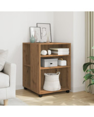 Table d'appoint avec roues chêne artisanal bois d'ingénierie | Mobilier & Déco