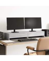 Support de moniteur avec tiroirs sonoma gris bois d'ingénierie | Mobilier & Déco