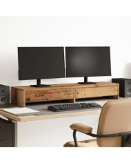 Support de moniteur avec tiroirs vieux bois bois d'ingénierie | Mobilier & Déco
