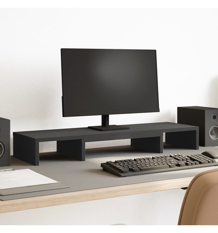 Support de moniteur élévateur réglable noir bois d'ingénierie | Mobilier & Déco