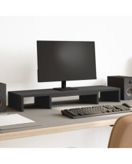 Support de moniteur élévateur réglable noir bois d'ingénierie | Mobilier & Déco