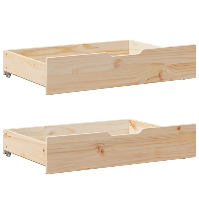 Tiroirs sous le lit avec roulettes 2 pcs 80x55x17 cm pin massif | Mobilier & Déco