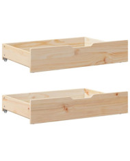 Tiroirs sous le lit avec roulettes 2 pcs 80x55x17 cm pin massif | Mobilier & Déco