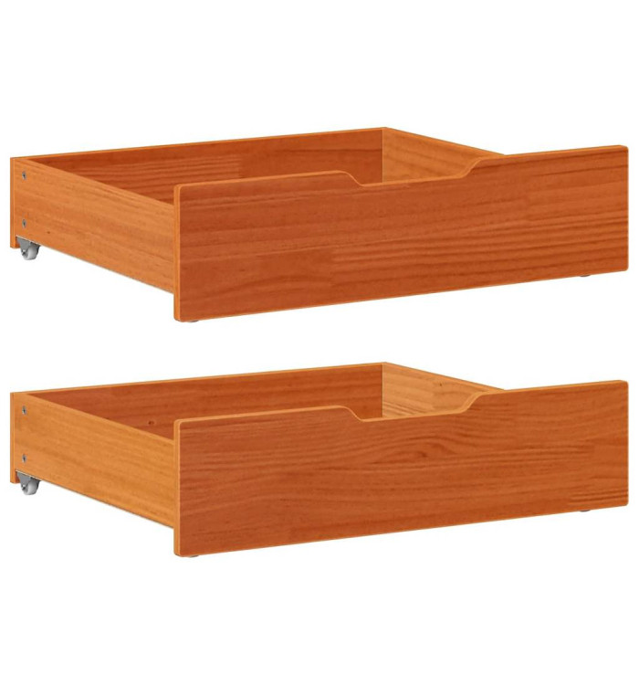 Tiroirs sous le lit 2 pcs brun cire 75x55x17 cm pin massif | Mobilier & Déco