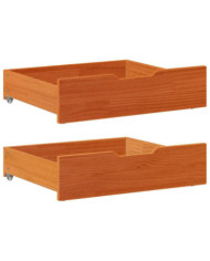 Tiroirs sous le lit 2 pcs brun cire 75x55x17 cm pin massif | Mobilier & Déco