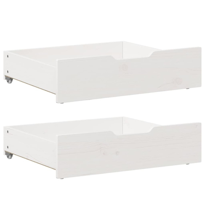 Tiroirs sous le lit 2 pcs blanc 65x55x17 cm bois de pin massif | Mobilier & Déco