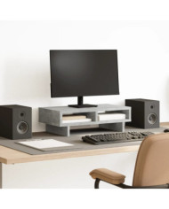 Support de moniteur gris béton 50x27x15 cm bois d'ingénierie | Mobilier & Déco
