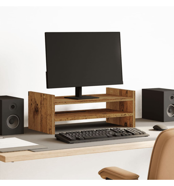 Support de moniteur vieux bois 50x27x20 cm bois d'ingénierie | Mobilier & Déco