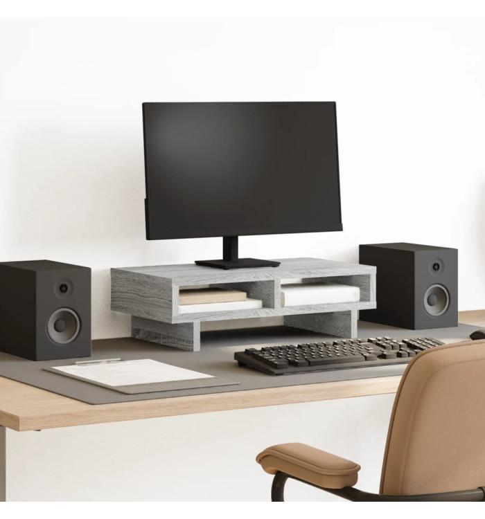 Support de moniteur sonoma gris 50x27x15 cm bois d'ingénierie | Mobilier & Déco