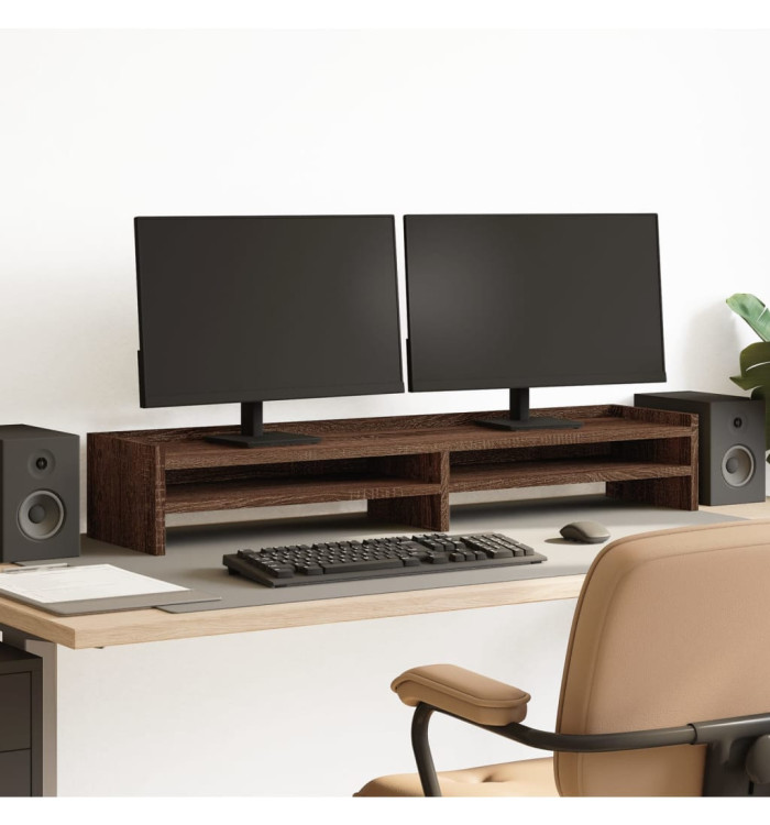 Support de moniteur chêne marron 100x24x16 cm bois d'ingénierie | Mobilier & Déco