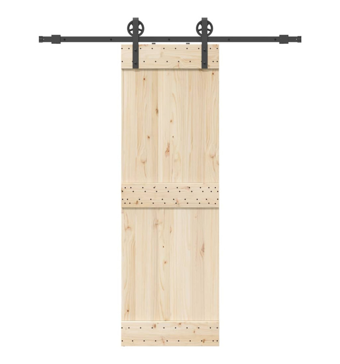 Kit de quincaillerie de porte coulissante 183 cm Acier Noir | Mobilier & Déco