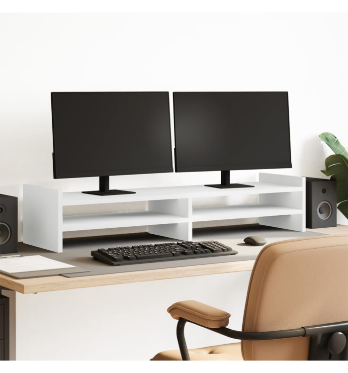 Support de moniteur blanc 100x27x20 cm bois d'ingénierie | Mobilier & Déco