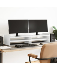 Support de moniteur blanc 100x27x20 cm bois d'ingénierie | Mobilier & Déco