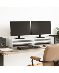 Support de moniteur blanc 100x24x16 cm bois d'ingénierie | Mobilier & Déco