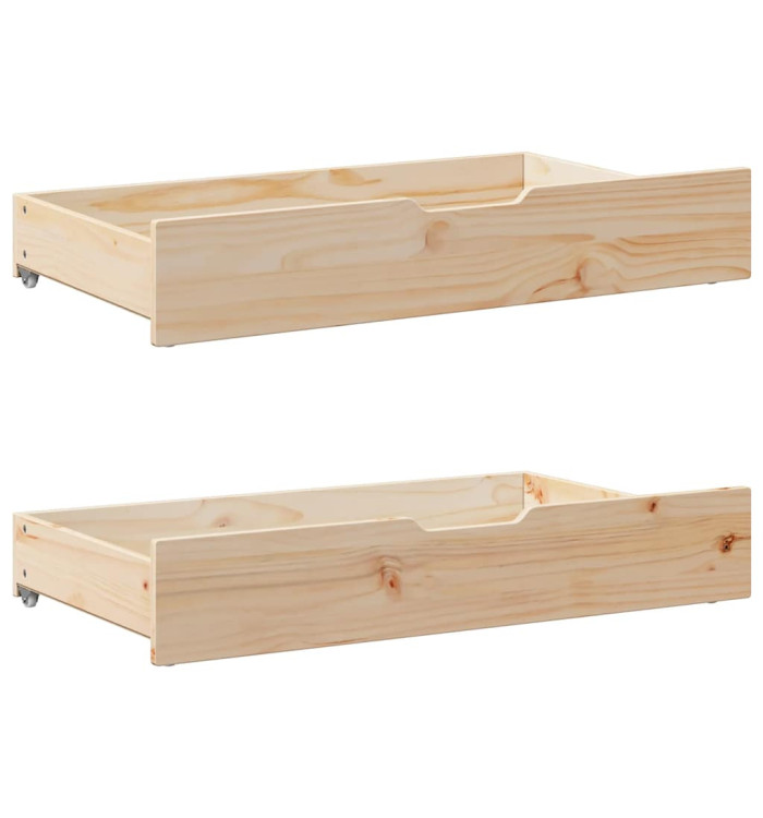 Tiroirs sous le lit avec roulettes 2 pcs 95x55x17 cm pin massif | Mobilier & Déco