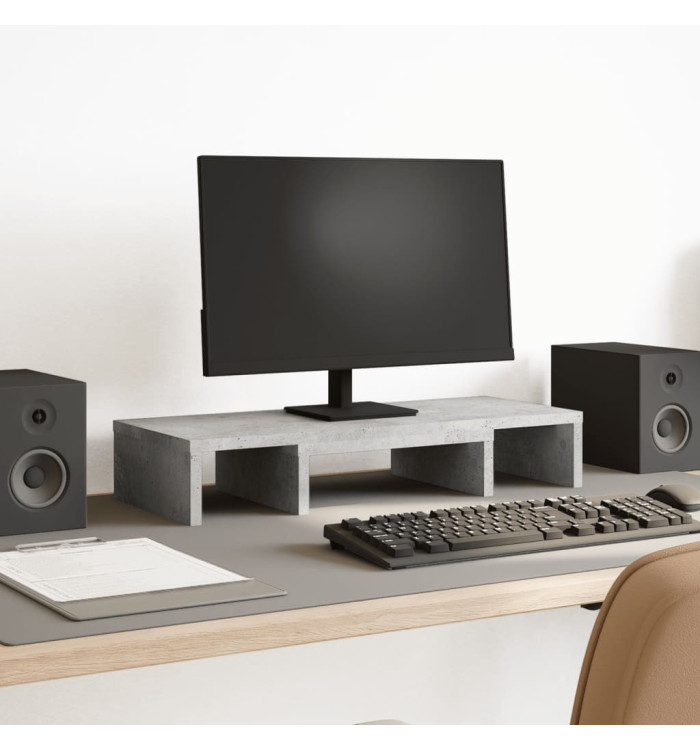 Support de moniteur réglable gris béton bois d'ingénierie | Mobilier & Déco