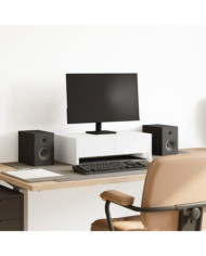 Support de moniteur avec tiroirs blanc bois d'ingénierie | Mobilier & Déco