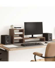 Support de moniteur et organisateur de bureau bois d'ingénierie | Mobilier & Déco