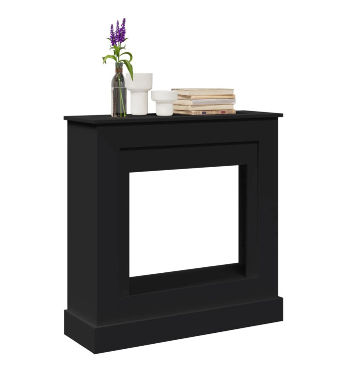  Cadre de cheminée noir 90x30x90 cm bois d'ingénierie | Mobilier & Déco