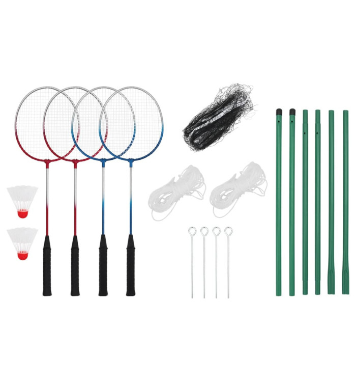 Set de badminton avec 4 raquettes et filet 620x151 cm | Mobilier & Déco