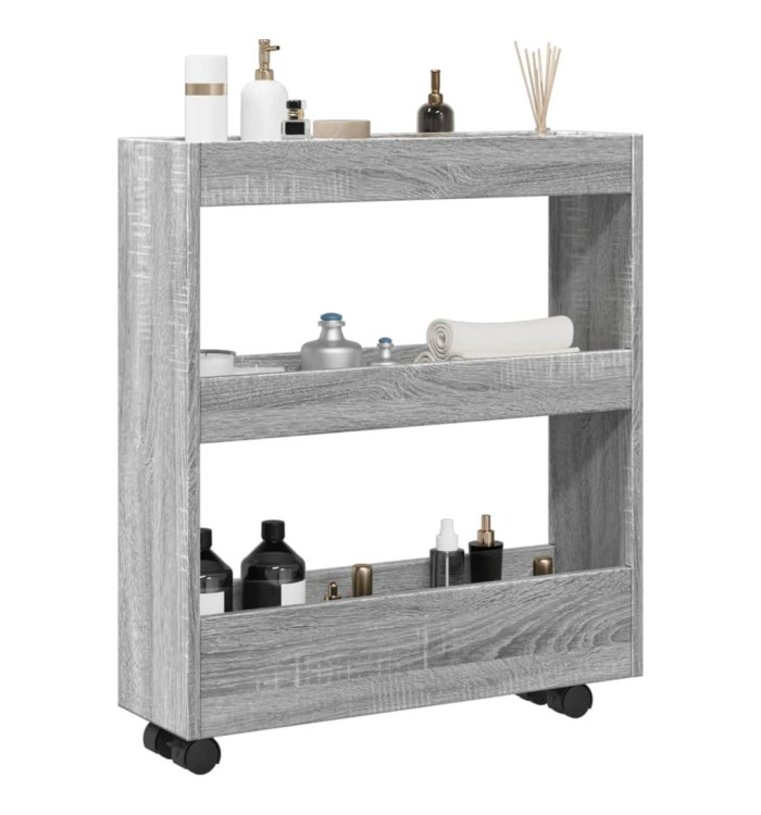 Chariot de rangement étroit 3 niveaux sonoma gris | Mobilier & Déco