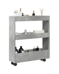 Chariot de rangement étroit 3 niveaux gris béton | Mobilier & Déco